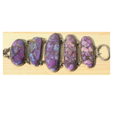 Sterling & Purple Copper Turquoise Statement Braclet