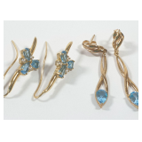 14K & 10K Yellow Gold Blue Topaz Earrings