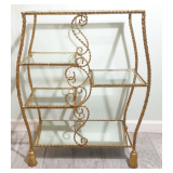 Vintage Made in Italy Gold Gilt Iron & Glass Étagère Display Stand