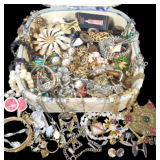 8x8 Vintage Cloth Box Full Of Vintage Jewelry