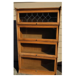 Oak Barrister Bookcase with Leaded Glass
