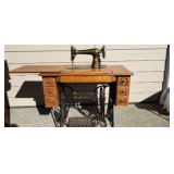 Singer 66-16 Treadle Sewing Machine with Oak Table