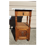 Antique Oak Washstand with Marble Top & Commode