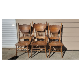 Set of 3 Vintage Oak Spindle Back Dining Chairs