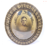WW1 US Soldier Portrait In Oval Convex Glass Frame