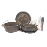 Vintage Cast Iron Dutch Oven Pot with Skillets