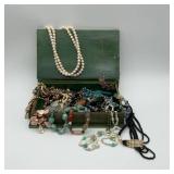 Jewelry Box Filled With Mixed Costume Jewelry