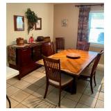 Dining room table and chairs, buffet cabinet