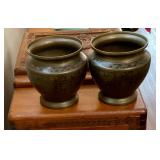 Brass polychromed vases