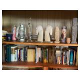 Candles, bookends, books