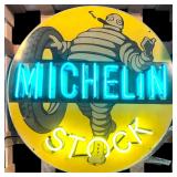 Michelin Man Neon Sign - Yellow, Blue and White Neon, Vintage Style Tire Shop and Garage Sign