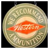 Western Ammunition Porcelain Sign - Red Diamond, Double-Sided, Vintage Style Hunting Gun Sign