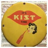 Kist Soda Porcelain Sign - Yellow and Red, Vintage Style Soda Pop Advertising, Diner Decor