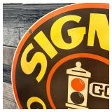 Signal Gasoline Porcelain Sign - Yellow and Black, Stoplight Logo, Vintage Style Gas Station