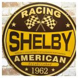 Shelby Racing 1962 Porcelain Sign - Yellow and Black, Checkered Flags, Vintage Style Muscle Car