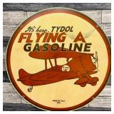 Flying A Airplane Gas Sign - Red Plane, Cream Porcelain, Vintage Style Aviation Hangar Man Cave