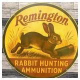 Remington Hunting Porcelain Sign - Yellow and Red, Rabbit, Vintage Style Cabin and Lodge Decor