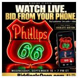 Phillips 66 Shield Neon Sign - Red and Green Neon, Orange Glow, Die-Cut Shield, Vintage Style Oil Company Sign, Americana, Automobilia, Garage Wall Sign, Mobile Bidding