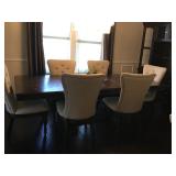 Dining table w leaf and 6/chairs