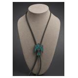 Sterling Silver Turquoise Thunderbird Bolo Tie