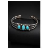 Sterling Silver Turquoise Stone Cuff Bracelet