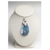 Sterling Silver Blue Crystal Teardrop Pendant