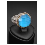 A. Candela Sterling & 18K Gold Topaz Ring Sz 5
