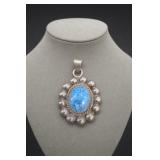 Mexican Sterling Silver Blue Stone Pendant