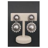 Sterling Silver Double Concho Drop Earrings