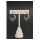 Sterling Silver Openwork Scroll Hoop Earrings