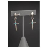 Sterling Silver Cross Dangle Earrings