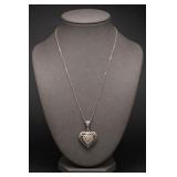 Sterling Silver Filigree Heart Pendant Necklace