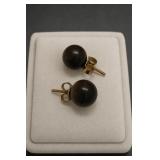 10K Gold & Wood Earrings