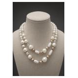 Mid-Century Double-Strand Faux Pearl Necklace