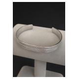 Solid Textured White Metal-Plated Copper Cuff