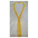 Mid-Century Yellow Multi-Strand Bead Necklace