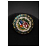Italian Floral Micro Mosaic Brooch