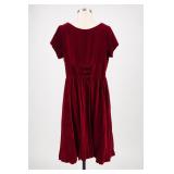 Burgundy Velvet Short-Sleeve Dress