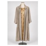 Beige Embroidered-Lining Duster Robe