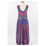 Vintage Purple & Teal Striped Dress