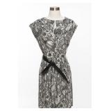 LOFT Black & White Leaf Print Dress Size 14
