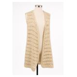 Handmade Cream Openwork Crochet Long Vest