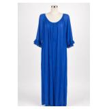 Sheer Cobalt Blue Ruffle-Sleeve Nightgown