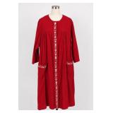 Red Embroidered Button-Front Robe