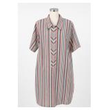 Skimma Blue & Coral Striped Zip-Front House Dress