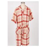 Skimma Red & White Plaid Shirt Dress Size L