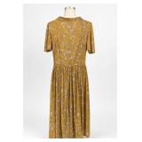 Mustard Paisley Tie-Neck Dress