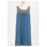 Blue Floral-Yoke Sleeveless Dress