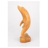 Hand-Carved Wooden Dolphin Sculpture