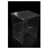 Flash Contemporary Wood And Glass End Table